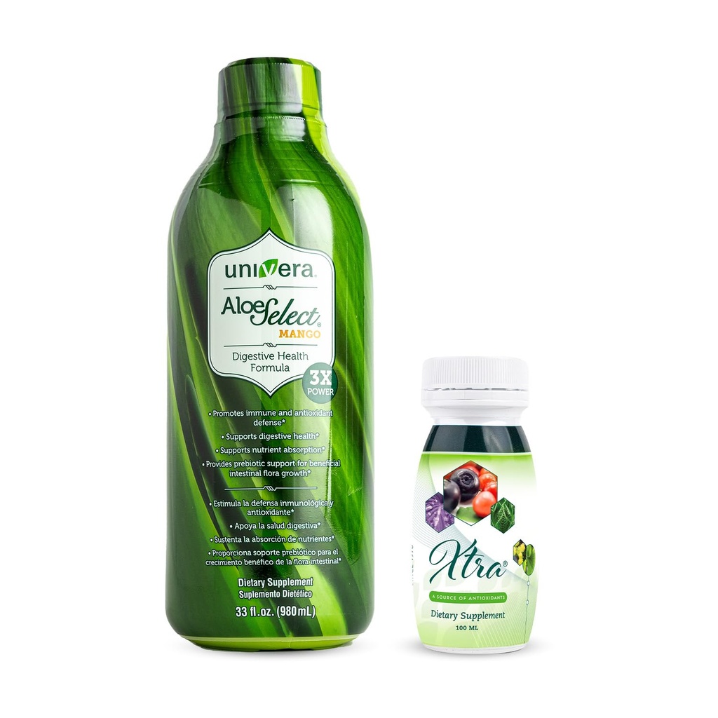 Univera to go Pack Aloe Vera Juice, Organic Aloe Vera, Mango Flavor Xtra Minis, Multimineralni sadeži kompleks, 15 naravne sestavine,