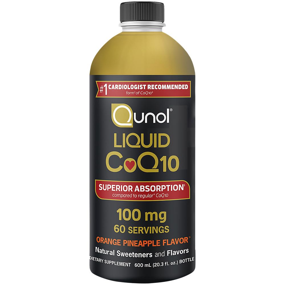 Qunol Liquid CoQ10 100mg, Superior Absorpcija Naravni dodatek oblika koencima Q10, Antioksidant za zdravje srca, pomarančni Ananas arome, 60 Serving, 20.3 oz steklenica