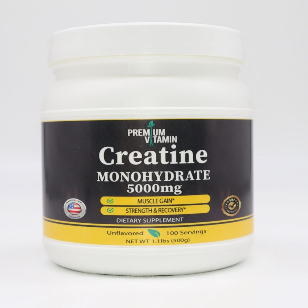 Kreatin monohidrat v prahu - povečanje in okrevanje mišic - čisti nearomatizirani kreatin v prahu - 5g na Scoop - 5000mg na strežbo - kreatin dodatek za moške in ženske - 500 gramov