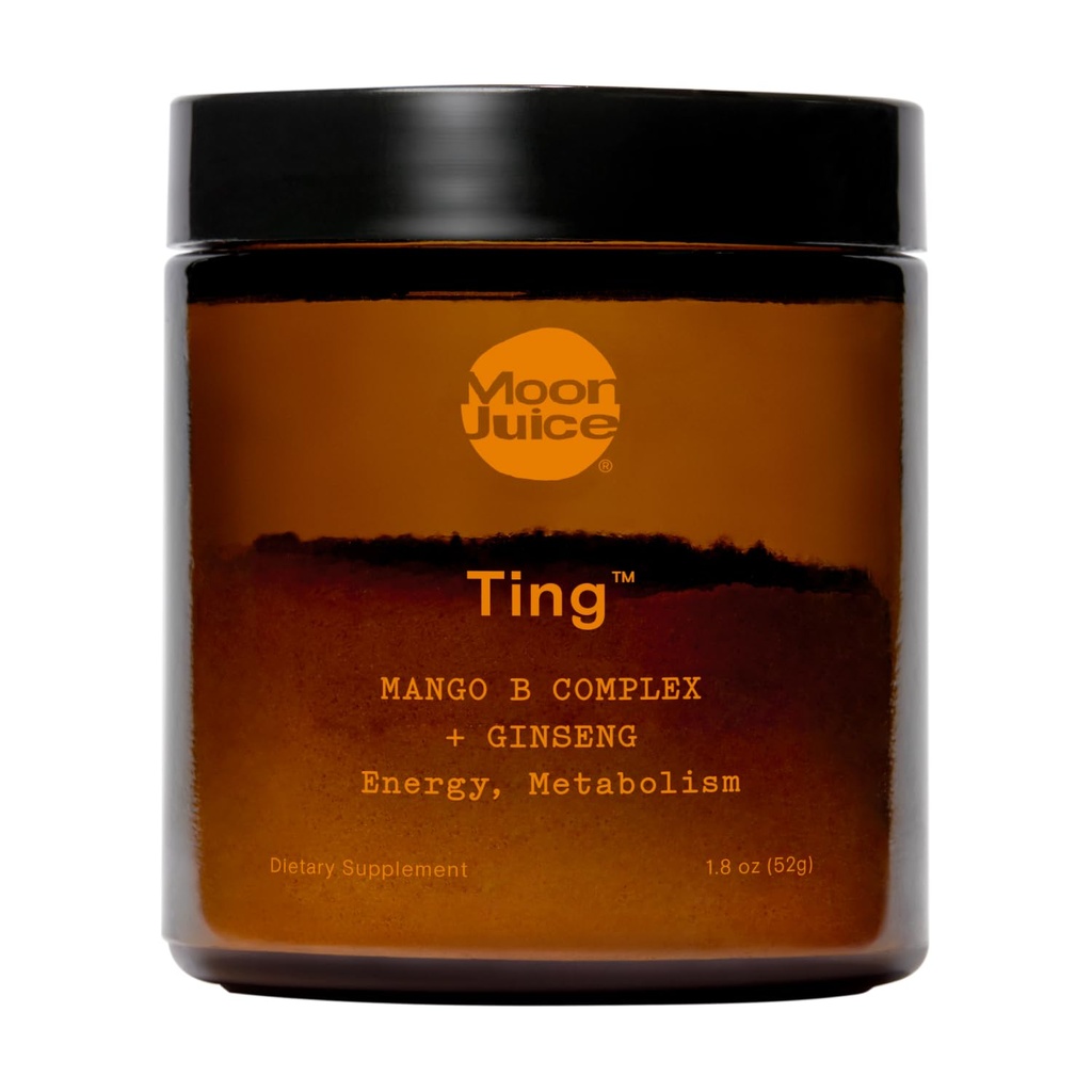 Moon Juice - Ting Mango Vitamin B Complex + Ginseng Supplement - Jar (25 strežnikov) - Kofein brez energije, Presnova & Mood - Organic Tulsi & Guava - 3rd Party Tested - Vegan & Non GSO - 1,7oz