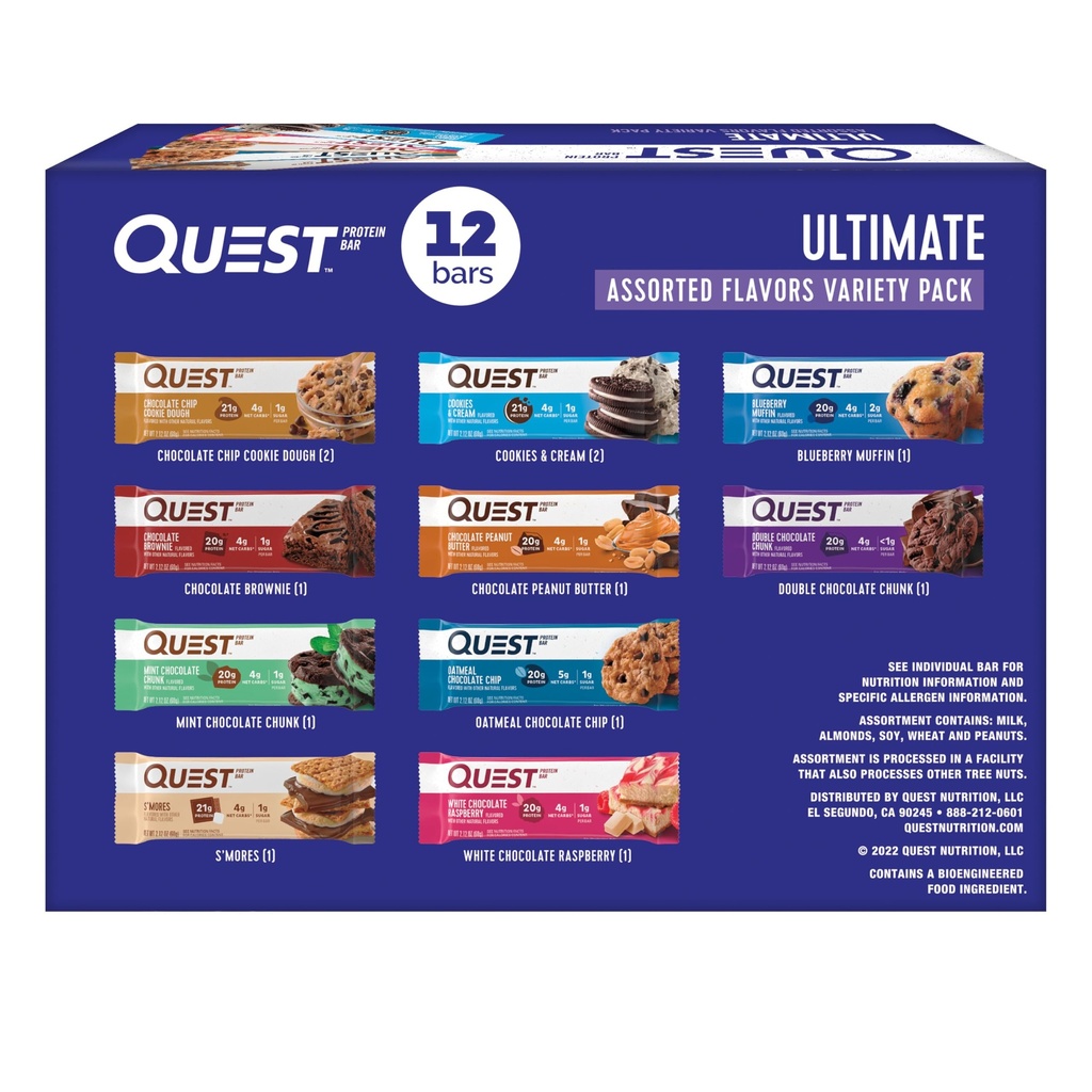 Quest Nutrition Ultimate Variety Pack Protein Bars, High Protein, Low Carb, Gluten Free, Keto prijazno, 12 Count