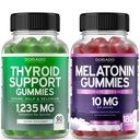Podpora ščitnici za ženske in moške (90 Gummies) Podpora dodatek - Okusna Apple Flavor - Melatonin Gummies za odrasle (180 Count) - Quick Dissolve Melatonin 10mg Gummies - Non GSO, Vegan & ZDA Made
