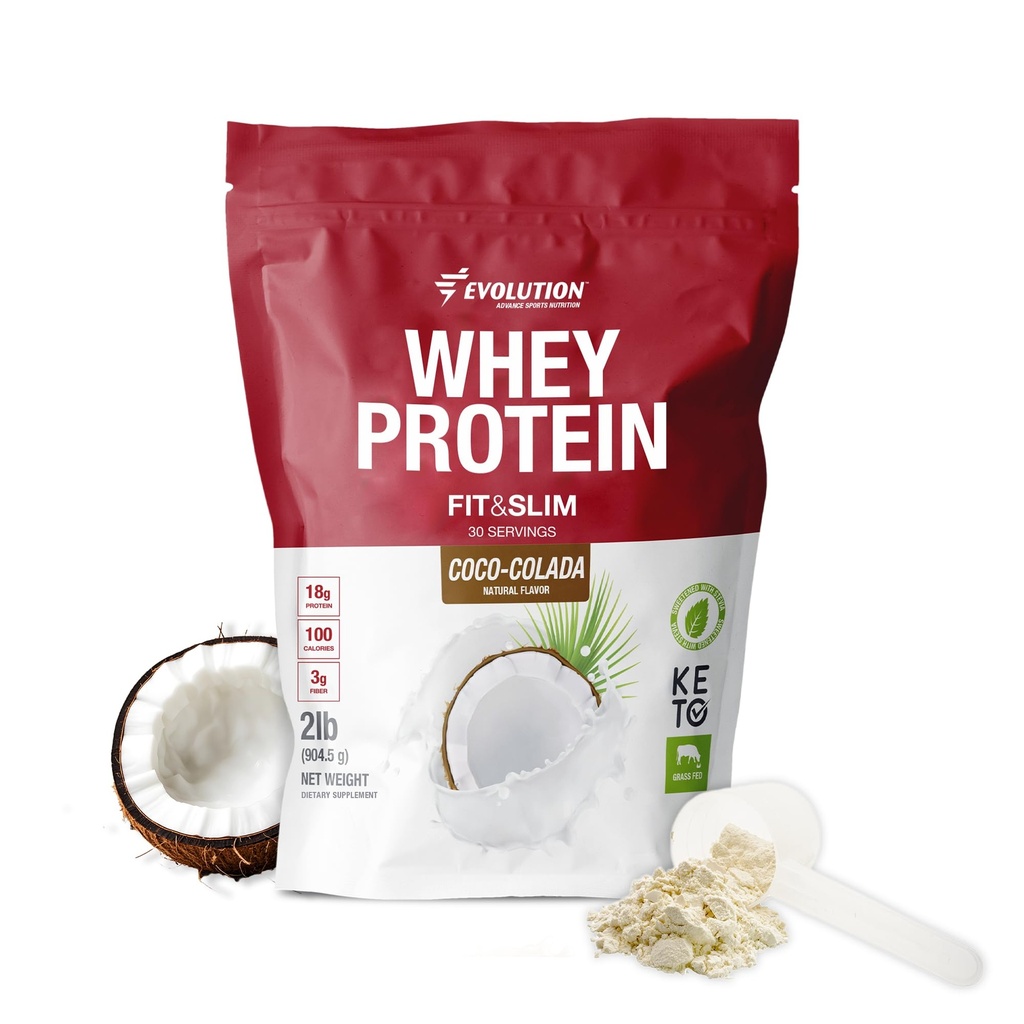 Evolution Advanced Nutrition Fit & Slim Mešanica – Grass-Fed Whey Protein Powder for Easy Digestion, Keto-Odobren, Non-GMO, Stevia sladkana, naravna aroma – 2 funta (Coco-Colada)