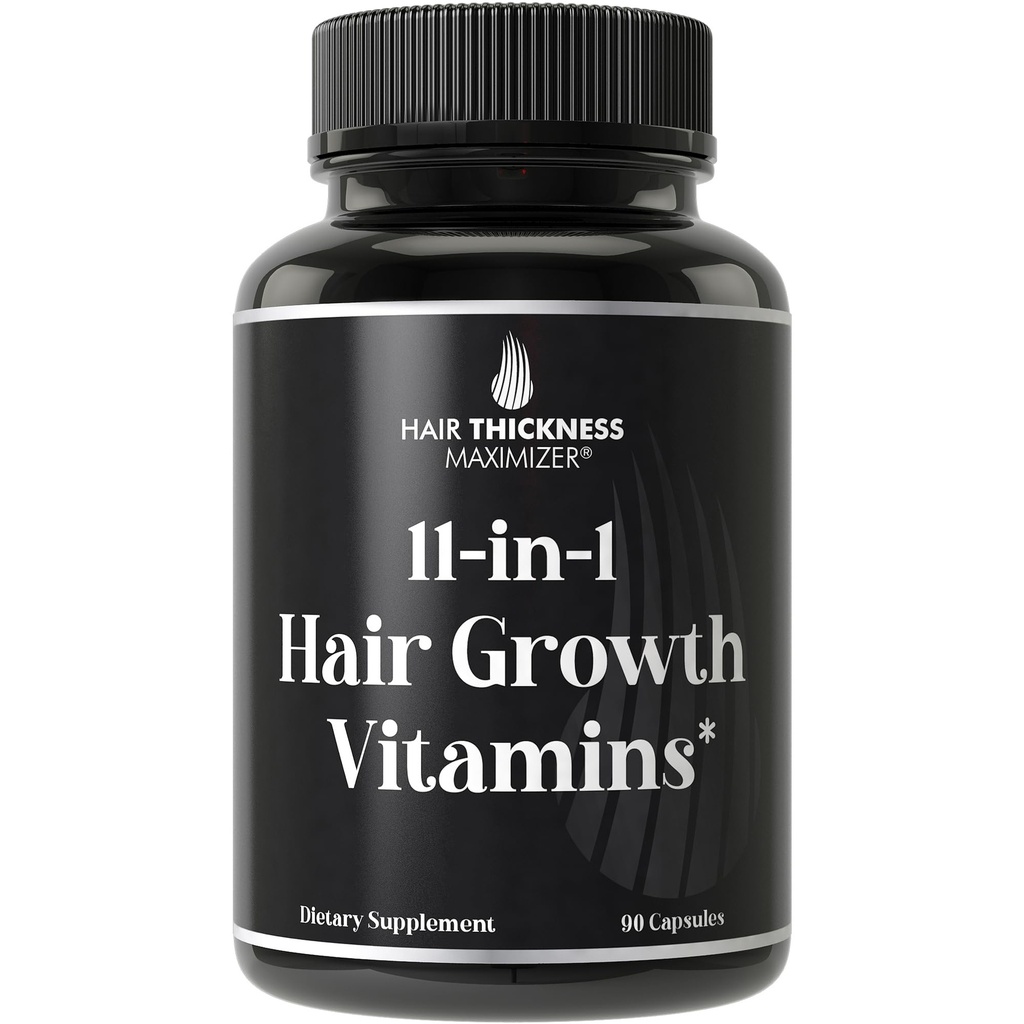 11-v-1 Veganska rast las Vitamini za Thining & Brittle Hair – Napredni vitamin kompleks s 5000mcg Biotin, Bučna semena, cink. Podpira Thicker, bolj zdravo videti skalp za ženske in moške