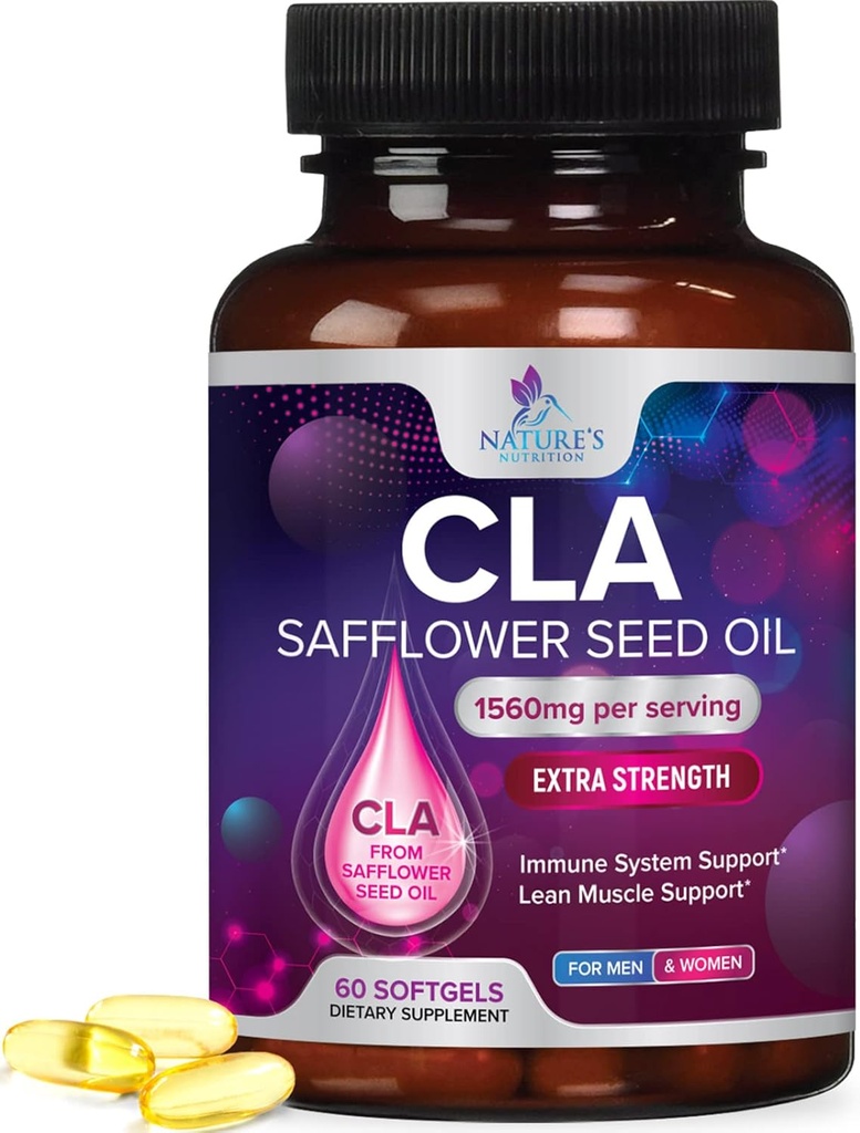CLA dodatek, konjugirana linolna kislina 1560mg - dodatne tablete CLA CLA - podporna sestava telesa, naguba mišic Tone, & energija - kapsule brez glutena, ne-GMO - 60 kapsul