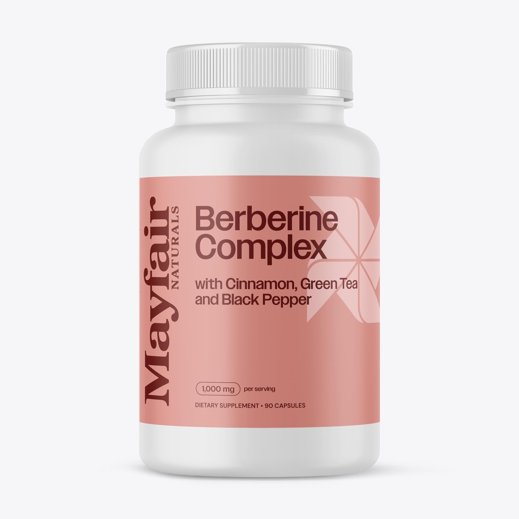 Berberine Complex dodatek, s cimetom, zelenim čajem in črnim poprom 90 Kapsule