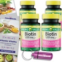 Choice Bunde Spring Valley Biotin Softgels 1000mcg Prehranska dopolnila za zdravje las kože Nail Health 150 Ct 4 pk (600 skupaj) + Vitamin Guide & Pill Container (6 izdelkov)!