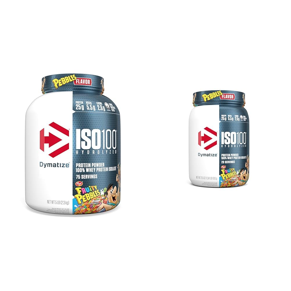 Dymatize ISO100 Hidrolizirano sadje Protein Powder paket, 25g beljakovine, 5,5g BCAA, 5 Pound + 20 Serving