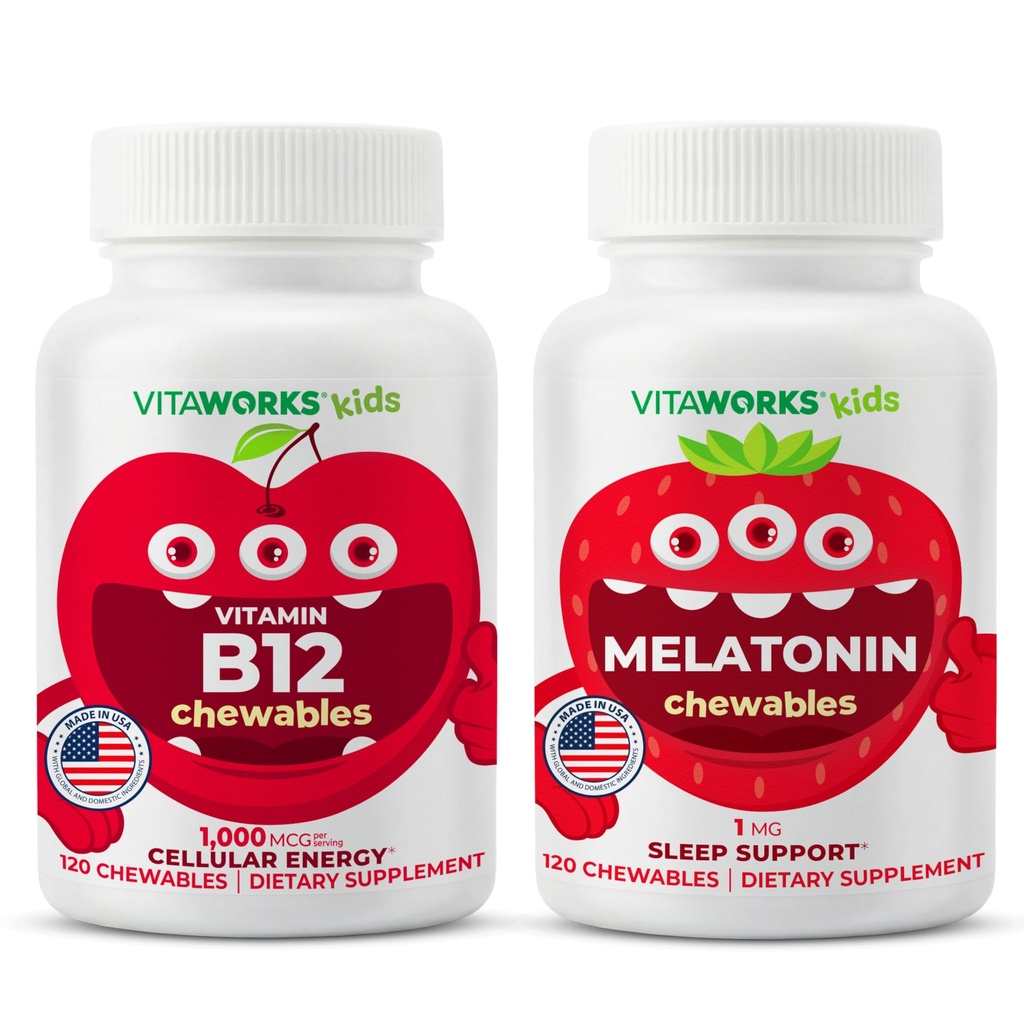 Otroci Vitamin B12 Žvečilni izdelki + melatonin 1mg Žvečilni dodatki