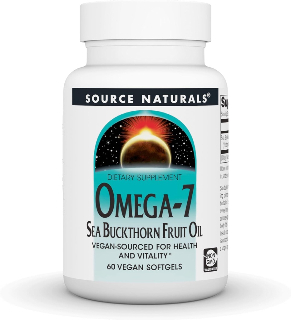 Vir Naturals Omega-7 Sea Buckthorn Sadno olje, ne-GMO, Vegansko-izviren za zdravje in vitalnost* - 60 Veganski softgels
