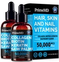 Tekoči kolagen Peptide za ženske - Serumski kompleks z vitaminom Biotin, hidroliziranimi keratin beljakovin in žago Palmetto - Celovita formula za lase, kožo in nohtov Wellness - 2fl oz (Pack of 2)