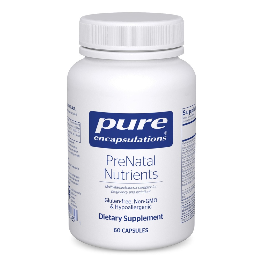 Čiste enkapsulacije PreNatal Nutrients - za nosečnost in dojenje - Aids Energy & DNA Development* - z Folate, Choline & Iron - Gluten Free & Non-GMO - 60 kapsul