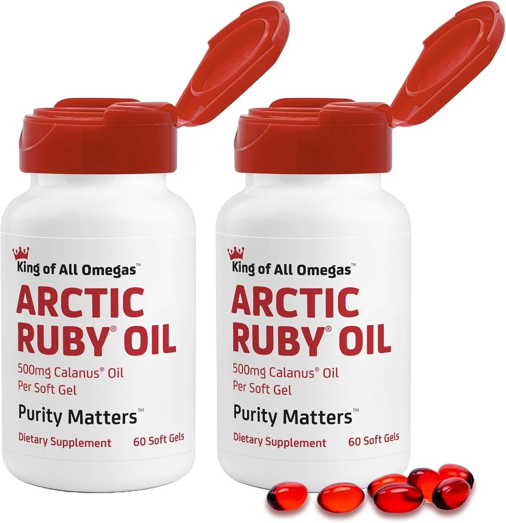 Arctic Ruby Oil - Omega 3 Dopolnilo z astaksantin 2mg - vsebuje esencialne maščobne kisline & antioksidanti - podpira srce, možgane, oči, kožo, skupno in imuno zdravje - 60 Softgels (2 paket)