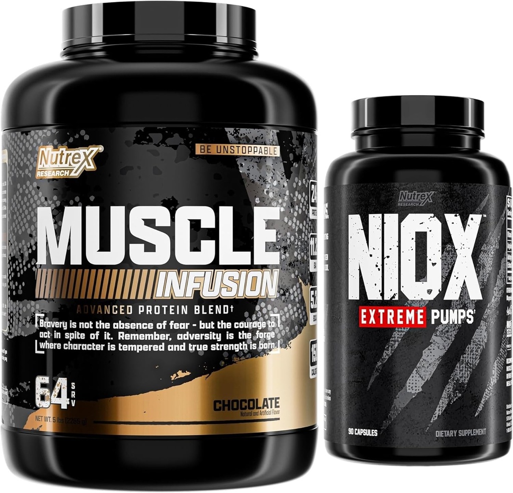 Nutrex Research Whey Protein Powder, Čokolada Muscle Infusion Whey Isolate Plus Niox Bundele