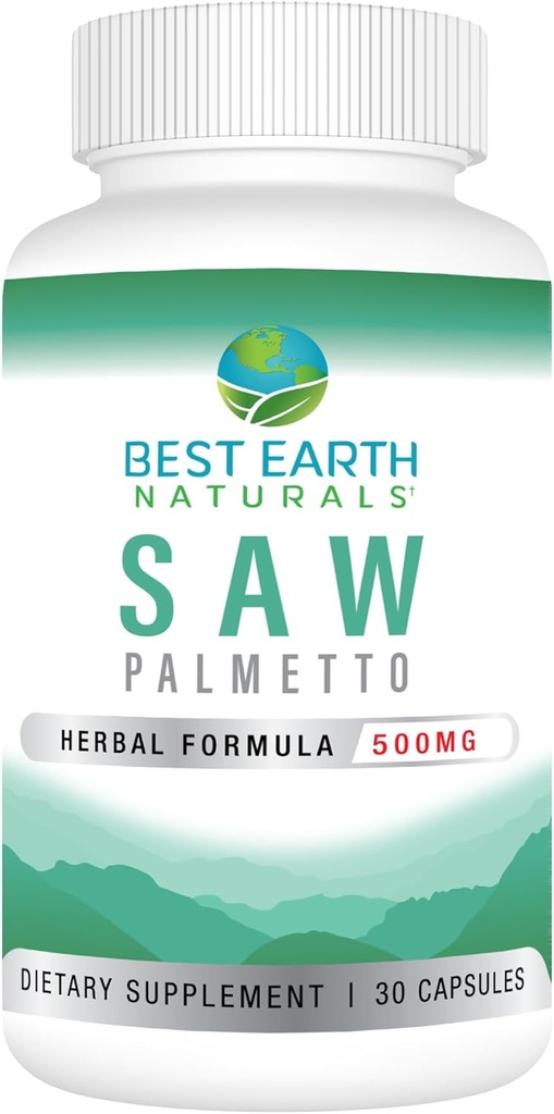 Best Earth Naturals Saw Palmetto 500 mg za podporo las, prostate, urein Tract 30 Count