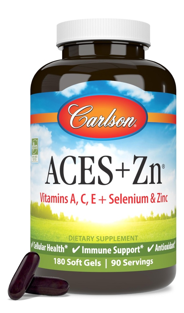 Carlson - ACES + Zn, vitamini A, C, E + selen & cink, celično zdravje in imunoterapija, antioksidant, 180 kapsul