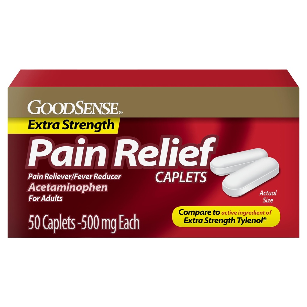 GoodSense Extra Strength Pain Relief, Caplets acetaminofen, 500 mg, 50 Število