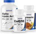 Nutricost Alpha lipoična kislina 600mg, 240 Caps & CoQ10 100mg, 120 Caps & Kurkurja 500mg, 120 Caps z BioPerine