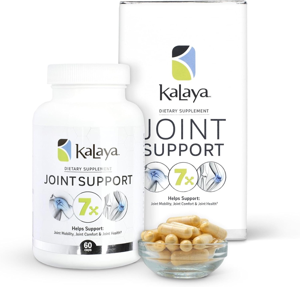 Kalaya 7X Joint Support Supplement - Designed by Medical Professionals - za sklepe, zdravje kosti, in podporo mišic - s kurjavo, kolagen, in vitamin C - 60 ct