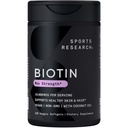 Športne raziskave® Biotin 10.000mcg z organskim kokosovim oljem - Biotin (vitamin B7) za zdravo podporo koži in lasem* - za ženske in moške - Vegan, Non-GMO, Gluten & Soy-free - 120 Veggie Softgels