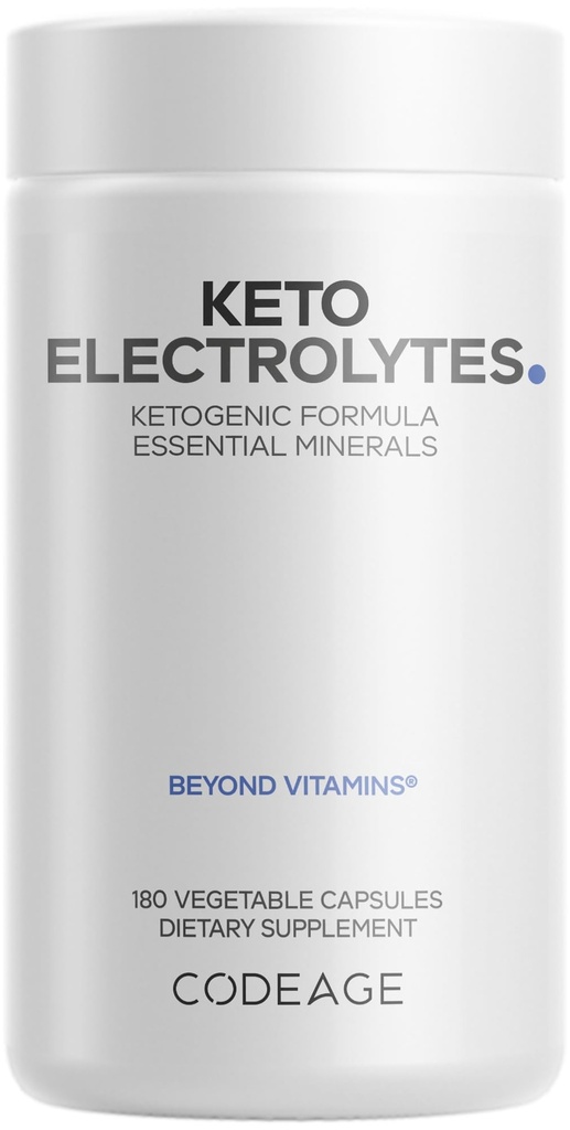 Koda Keto Elektroliti – Veganske elektrolitske tablete w Magnezij, Kalij, Kalcij & sol - Elektrolitske tablete v prahu Solne tablete & pijača Hidracijske dodatke - Ne-GMO Keto diet - 180 kapsul