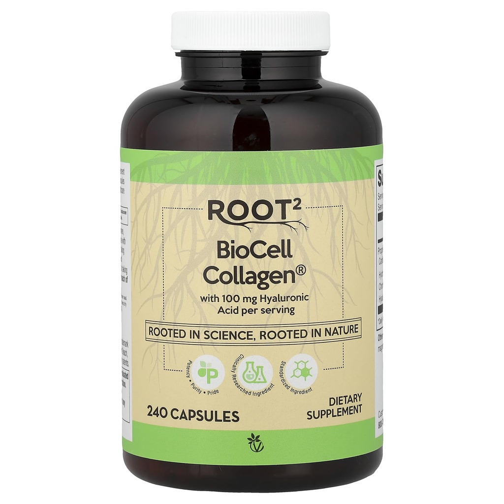 Vitacost ROOT2 BioCell kolagen s hialuronsko kislino - 100 Milligram na odmerek - 240 kapsul
