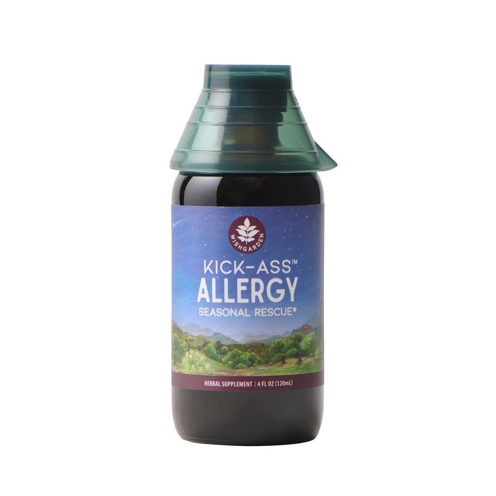 WishGarden Herbs Kick-Ass Alergy - Rastlinsko-nasičene ne-nasičene zeliščne alergije dodatek z listom koprive, Echinacea, & Yerba Santa, podpira zdravo histamin odziv na sezonske dražila, 4oz