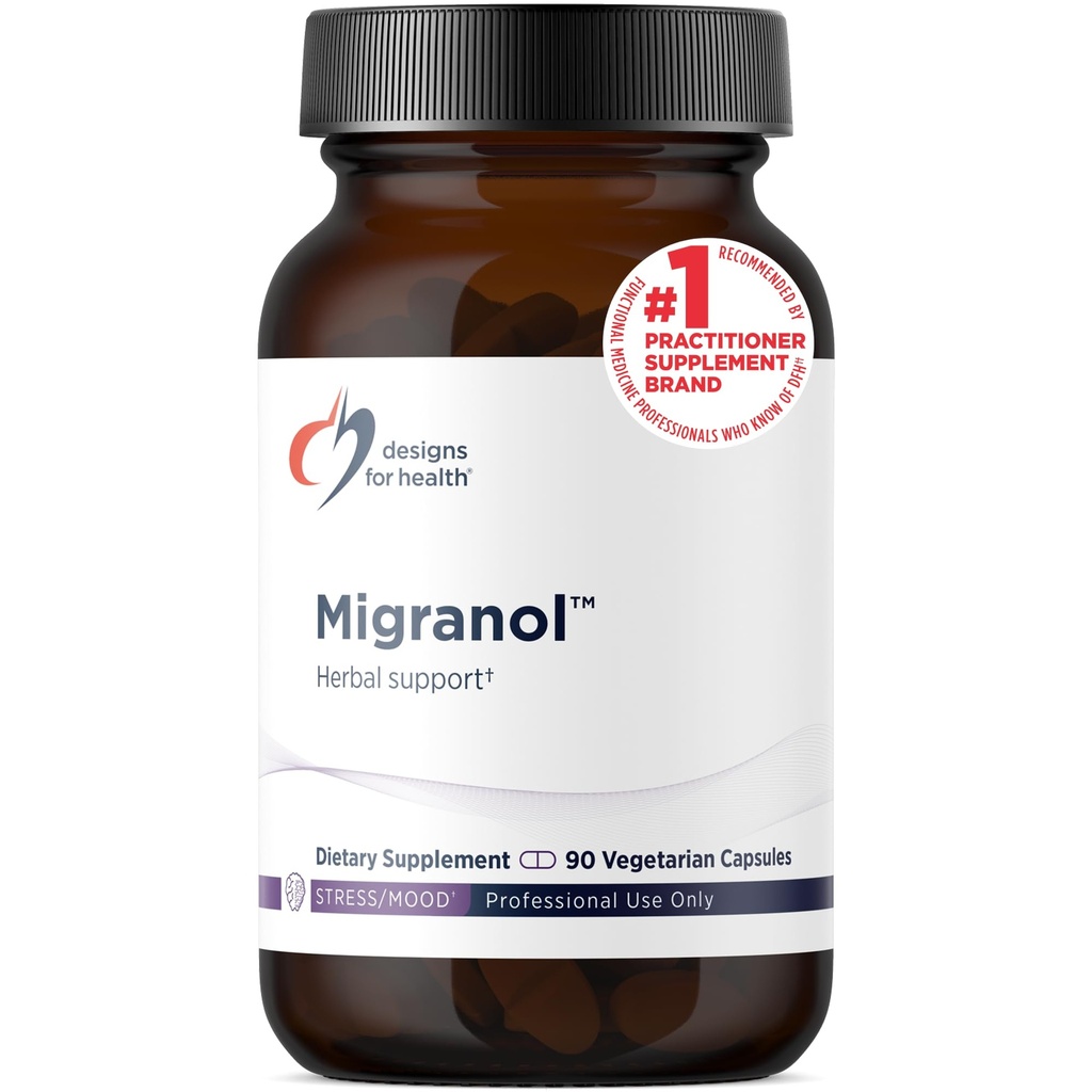 Designs for Health Migranol - Feverfew dodatek z magnezijevim malatom, kurkumin (turmer) ekstrakt, Rosemary + B2 riboflavin - ne-GMO + Gluten brez (90 kapsul)