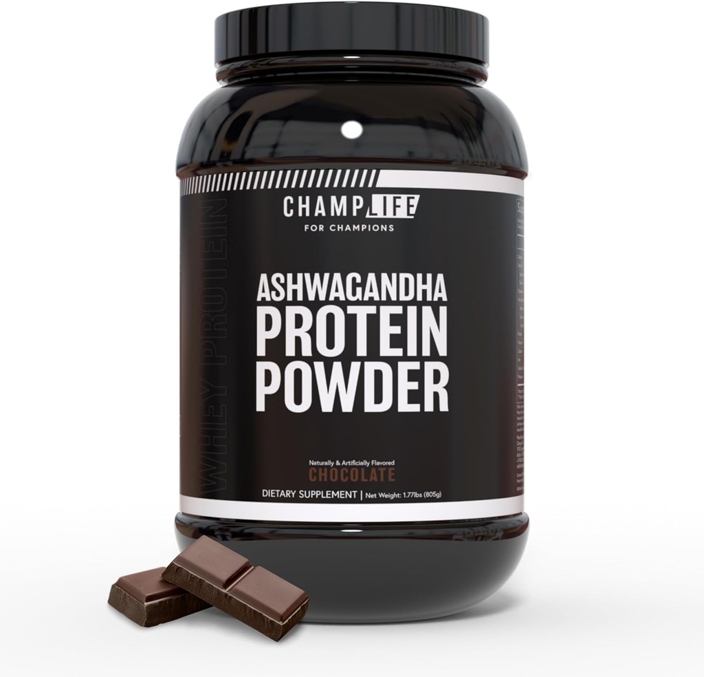 Ashwagandha Protein Powder – 24g čokoladni proteini Powder - Whey Protein Powder with Ashwagandha Powder – Brez dodanega sladkorja in glutena – 25 Strežnikov