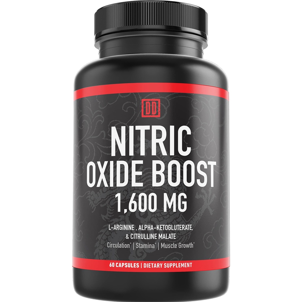 Dušikov oksid obnovitveni dodatek, 1600mg ekstra moč L-arginin, citrulin malat, in alfa-ketoglutarat (60 Count, 1 steklenica)