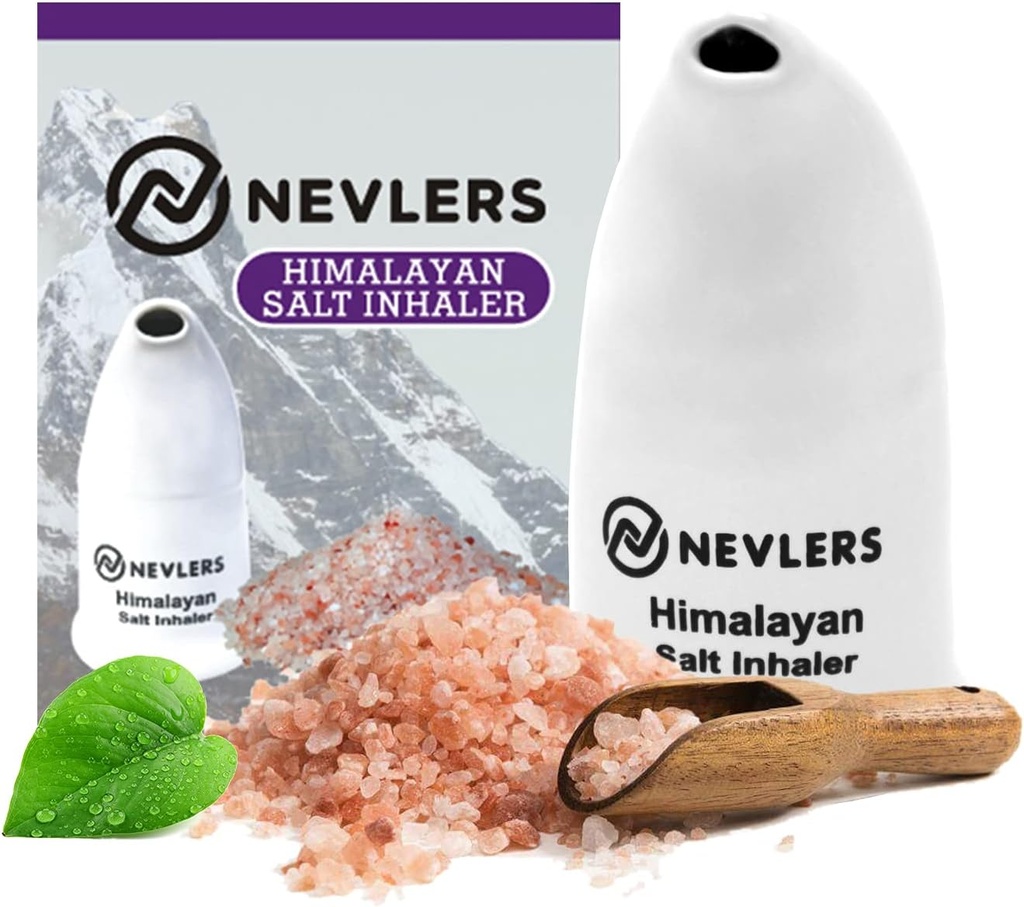 Nevlečki Beli himalajski sol inhaler za pljuča in nos s 6 Oz Coarse roza Himalajsko morje sol 