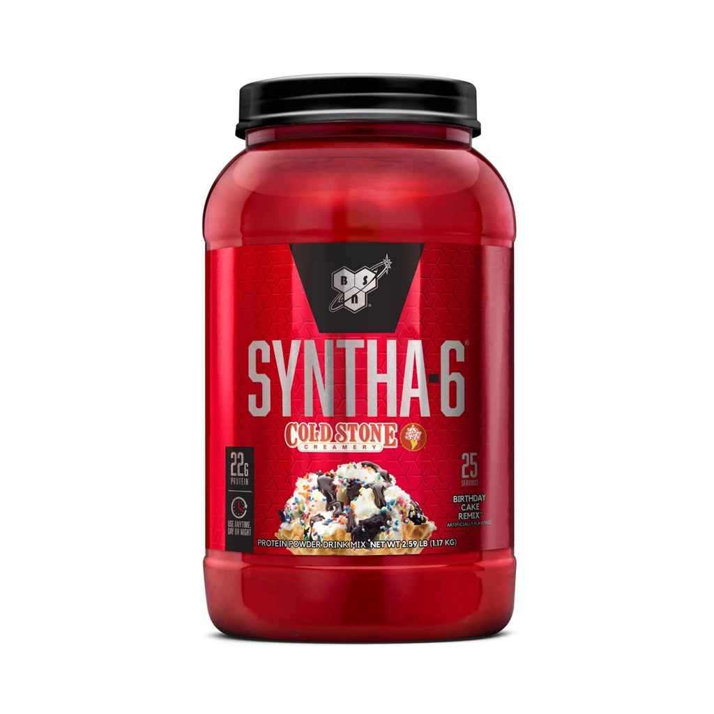 BSN Syntha-6 Whey Protein Powder, Hladni kamen Krema- Rojstni dan Cake Remix Flavor, Micellar Kazein, Milk Protein Izolat Powder, 25 Servisi