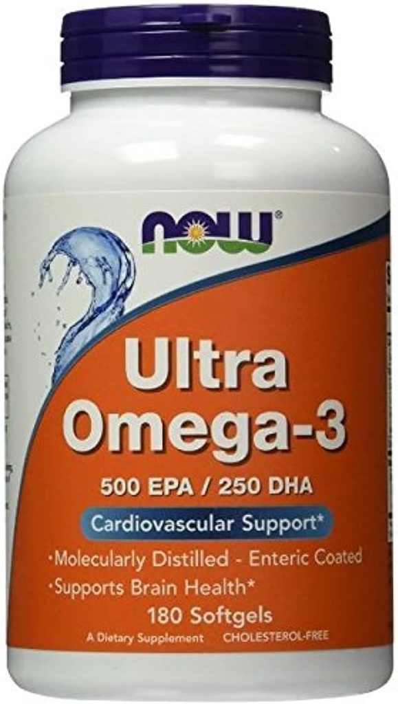Ultra Omega-3 500 EPA/250 DHA, 180 Softgels, iz NOW Foods (paket z 2)