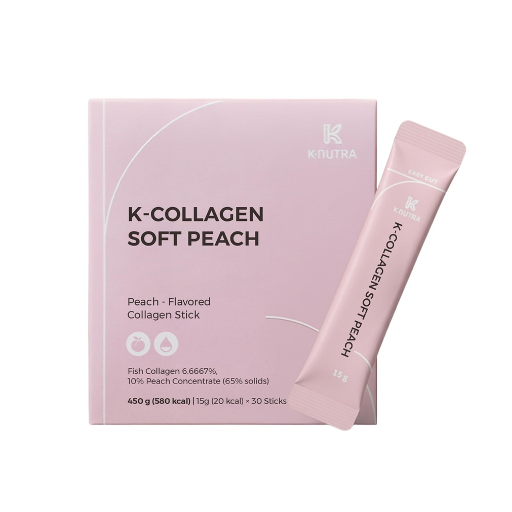 K-Nutra K-Collagen Soft Breach (15.9oz, 30 palic) - Počitniška darila - koža, lasje, zdravje nohtov, Okusna želeja, hitra absorpcija. Nizkomolekularni morski kolagen, vitamin C