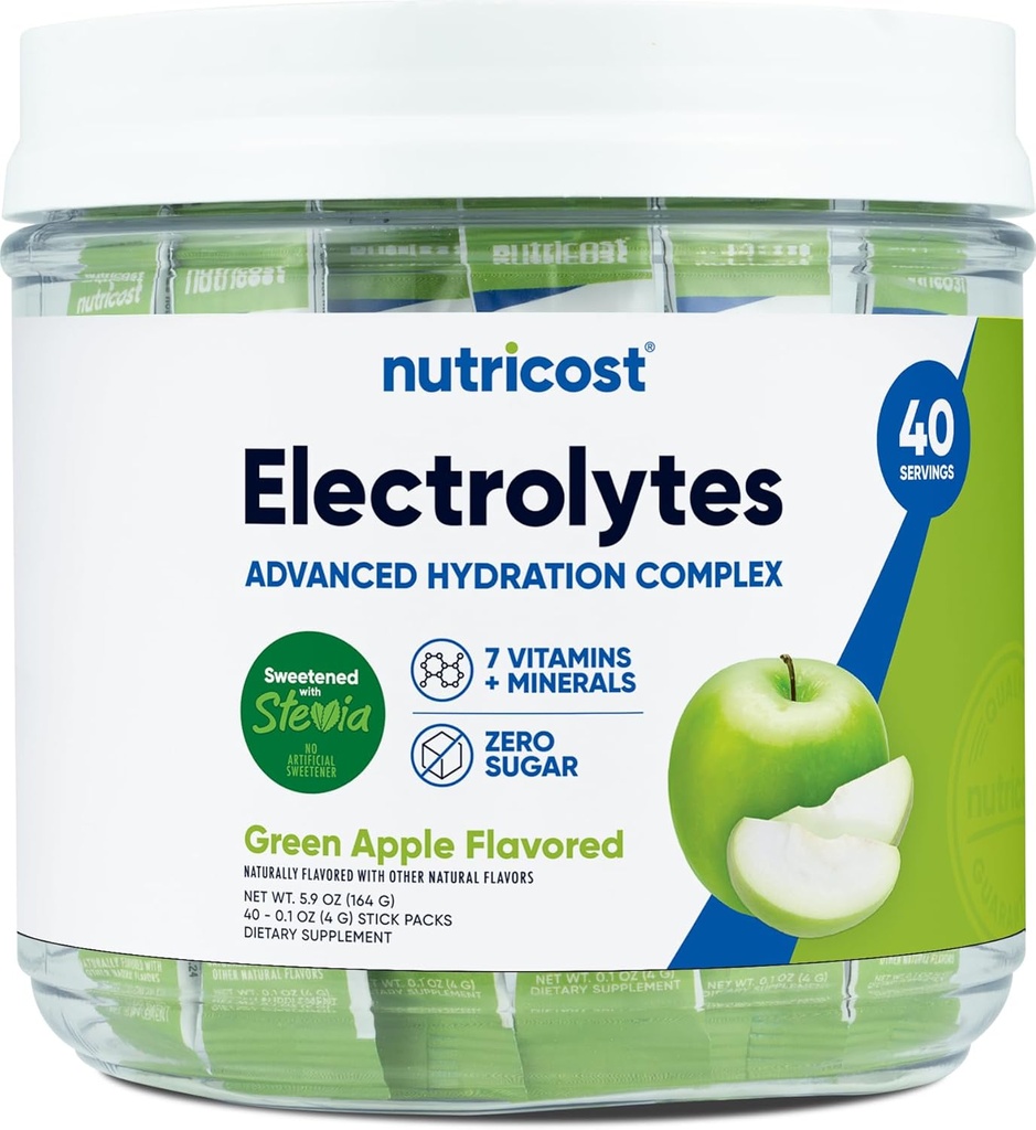 Nutricost Electrolytes Complex, Green Apple aromed, 40 Stickpacks - Napredni Hydration Complex