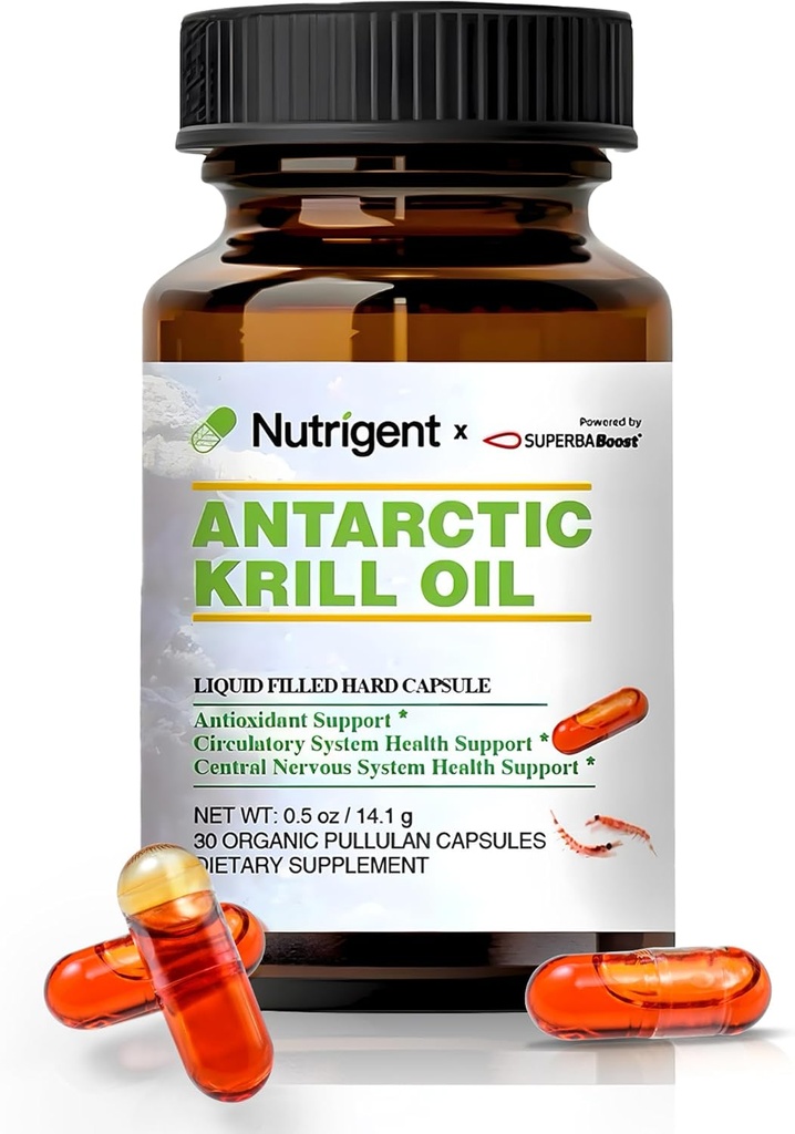 Antarktično olje krila 350 mg, tekoče napolnjene organske kapsule, Omega-3 EPA, DHA, Astaksantin in fosfolipidi dodatek, podpora srce, možgani in skupno zdravje, brez ribjega pookusa, 30 število