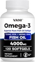Ribje olje Omega 3 (4000mg), 120 softgels,omega 3 Maščobne kisline dopolnila z EPA & DHA za zdravje možganov in srca