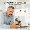 Yeasound OTC slušni pripomočki za starejše, RIC700 Plus Bluetooth klic omogočeno za iOS, brezžično ponovno polnjenje slušni pripomoček, zmanjšanje hrupa in App Control, Predpis-stopnje zvok, Skoraj nevidni (Zlato)