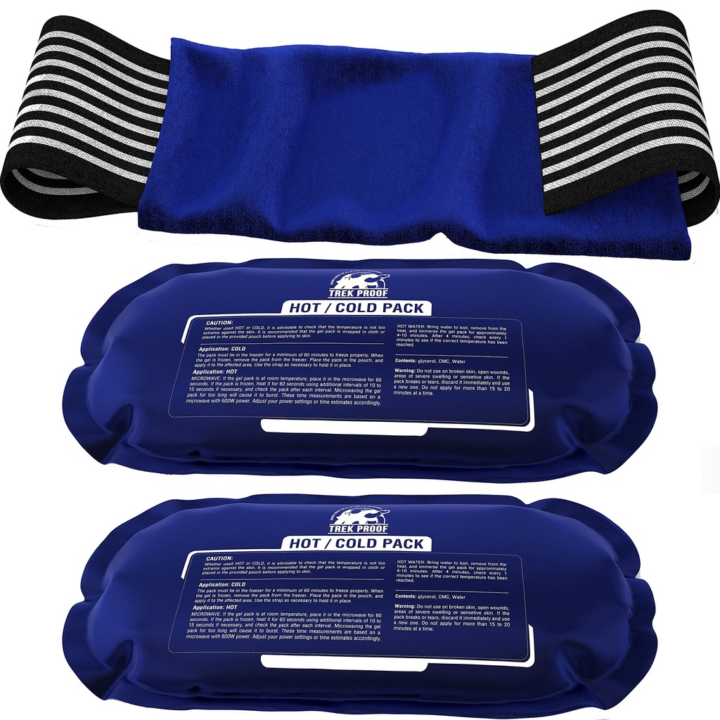 Ledeni paketi za poškodbe, ki se lahko ponovno uporabijo (3-piece set) – Vroč in hladen ledeni komplet Therapy Gel Ovitek Podpora – Podpira okrevanje, skupno in mišično bolečino – kolena, nazaj in več (3 kos set - Classic)