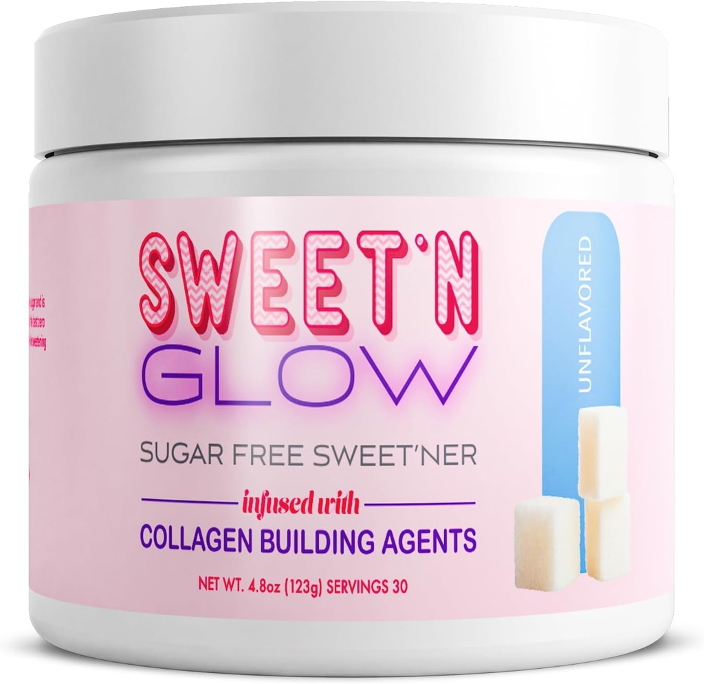 Projekt Ad Sweet' N Glow Zero Calorie Sugar Free Sweet'Ner z agenti Collagen Buildings (30 strežnikov, brez arome)