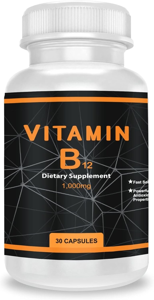 QEI Vitamin B12 1000mg, Podpira energijo Presnova in vzdrževanje živčnega sistema, Vitamin dopolnilo, 30 kapsul