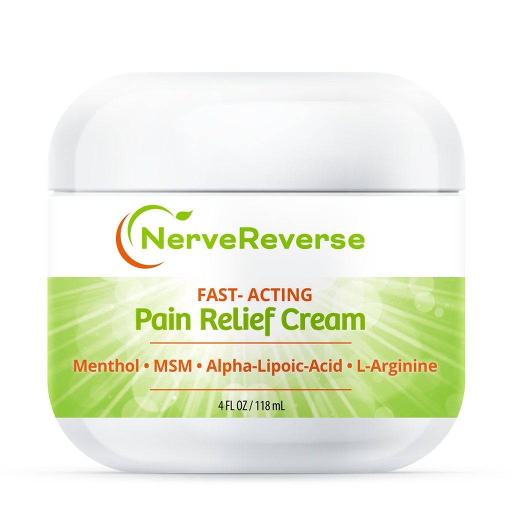 NerveReverse - Nevropatija bolečine Relief krema za noge, roke, noge prste. Velika 4 OZ. JAR. Hitro delovanje, Največja moč krema s 4% Mentol, MSM, L-karnitin, L-arginin, Vitamin E, Vitamin B6