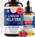 Tekoči melatonin za odrasle in otroke 6 let gor - 3mg Melatoninske kapljice Dodatna moč Liquid Sleep Aid - hitra absorbcija, malina Vanilla Flavor Melatonina - 2oz, 2-mesečna dobava, Made in USA