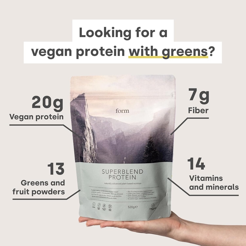 Superblend Protein - Vegan Protein Powder s superživili, vitamini in minerali - 20g rastlinskih beljakovin na serviranje (hokolat arašid)