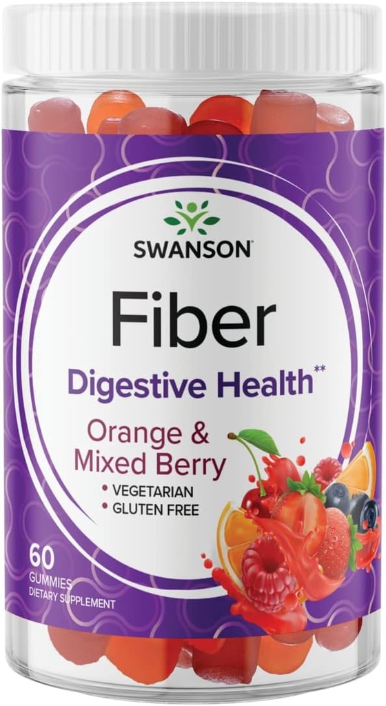 Swanson Mixed Berry Fiber Gumies - Prebavna podpora spodbujanje regularnosti in zdrave ravni lipidov - Vse naravne formule za pomoč podporo A zdravo Gut Microbiome - (60 Gumies, 5g vsak)