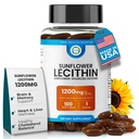 Sončnična lecitin 1200 MG 100 softgels, 100-dnevna dobava Zajamčena čista, ne-GMO, soja-free, podpira možgane, srce, živec, zdravje jeter, kognitivna funkcija, Zdrav holesterol, Visoka absorpcijska formula