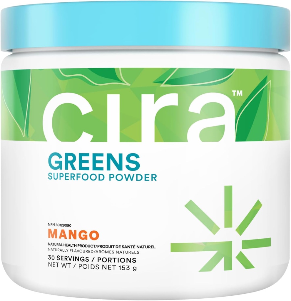 Cira Daily Greens - naravno sladkana, organska Spirulina Superfood Powder s premijo, Antioksidant-Rich Sestavine za raztapljanje, prebavljanje, in energija - Mango, 30 Serving
