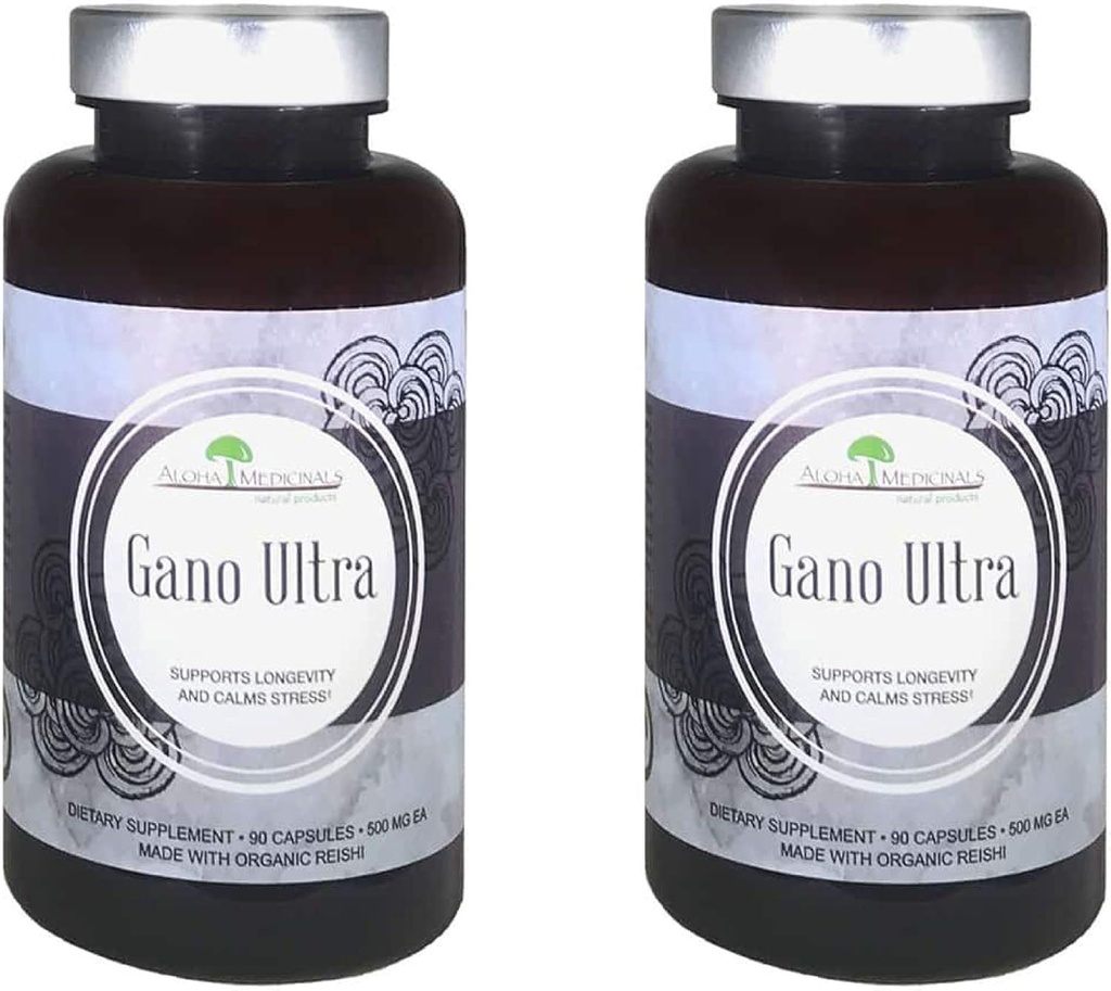 Aloha zdravila Gano Ultra, Certified Organic Goba dopolnilo, Naravno zdravje dopolnilo, pakiranje 2, 90 Kapsule vsak