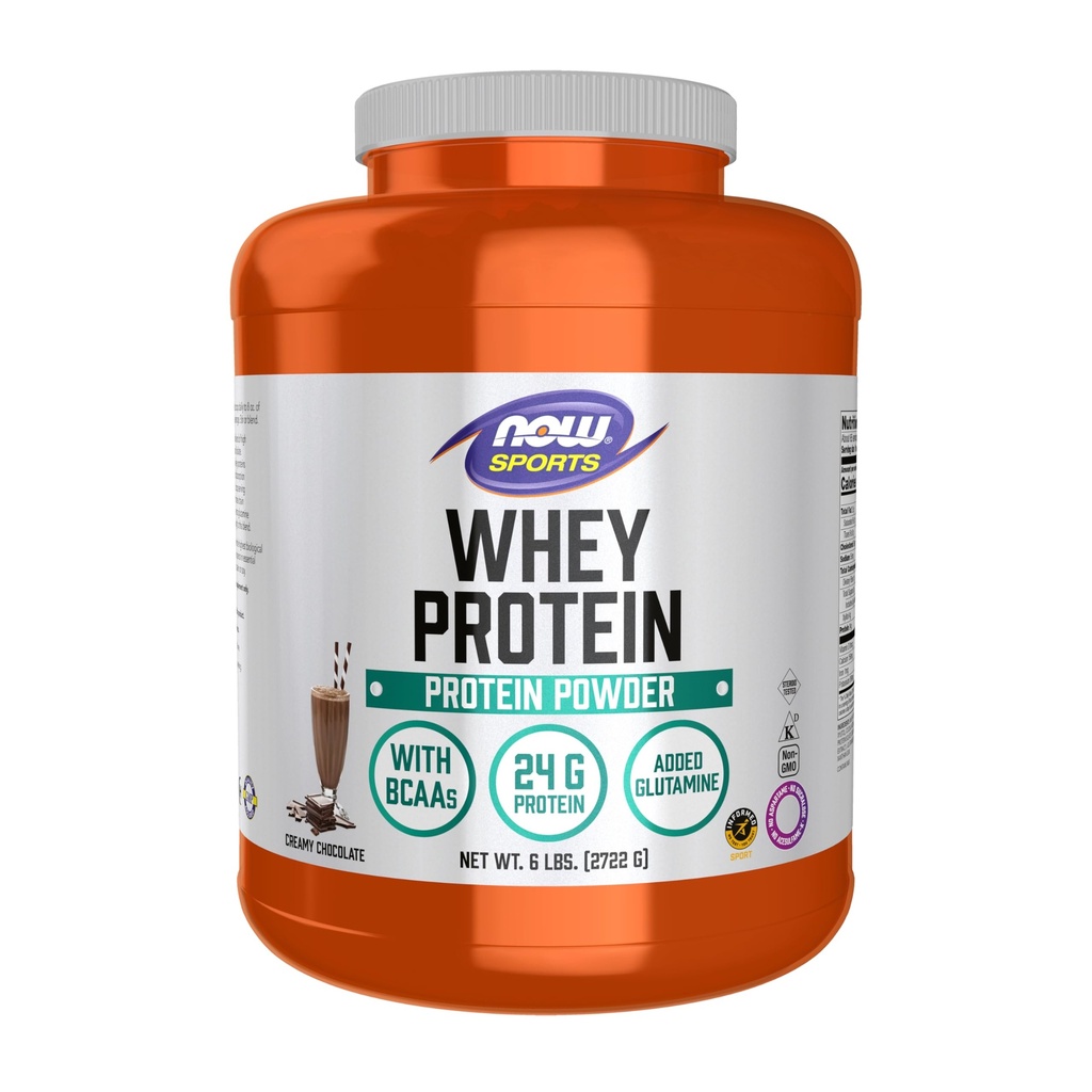 NOW Foods Sports Nutrition, Whey Protein, 24 g Z BCAA, Kremna čokolada v prahu, 6-pound