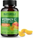NATURELO Cela hrana Vitamin C Gumies, Vitamin C iz Acerola Cherry, Rastlinsko-bazen dodatek, 60 Vegansko-prijateljske Gumies